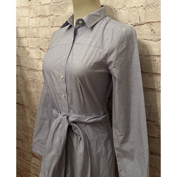J.CREW Classic Blue Button Front Belted Crisp Poplin Shirt Dress Size 2 NEW - Picture 3 of 5